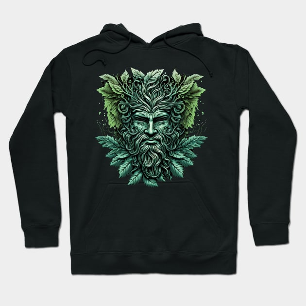 Jack Of The Wood Traditional Pagan Celtic Greenman Hoodie by ShirtFace